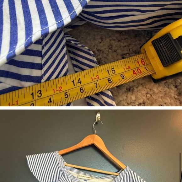 Self-Portrait size 2 EUC worn once Blue and White Striped Ruffle asymmetrical - Picture 5 of 15